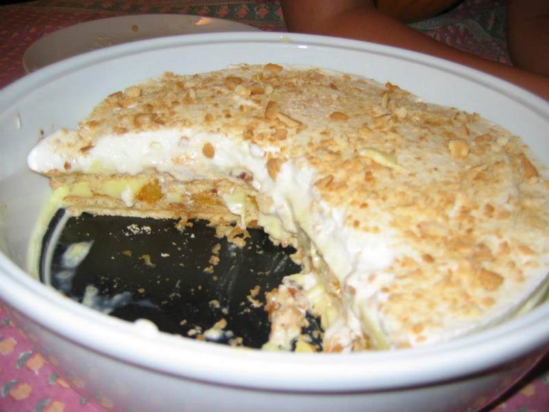 Doce de bolacha com natas e pêssego 4.6 (5)